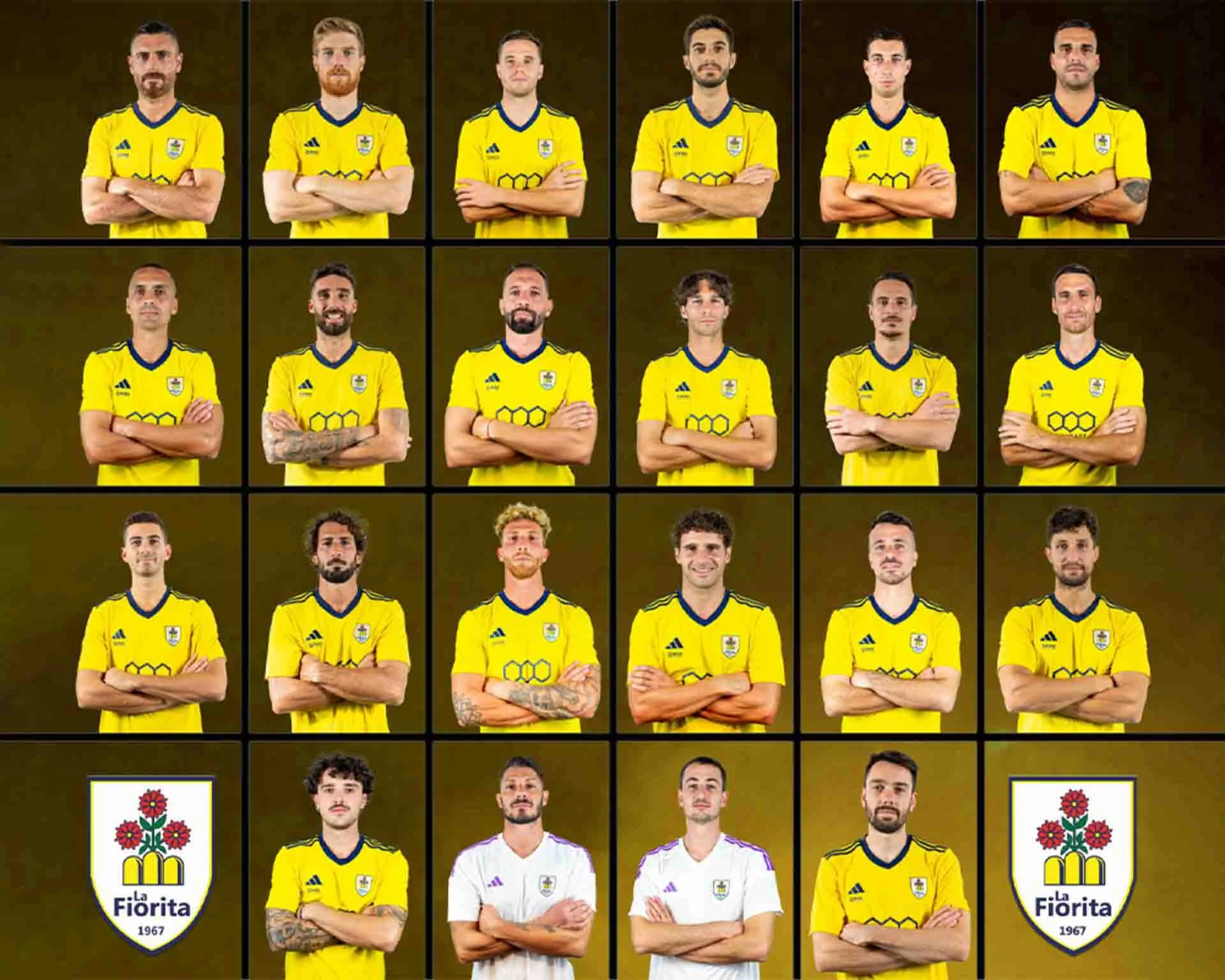 Collage of the team headshots from the professional football team La Fiorita